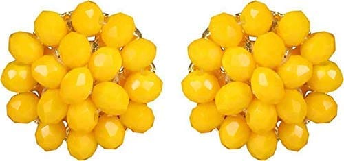 Manbhar Gems - Crystal Gemstone Beads Necklace Set for girl and Women 5 layer Mala With Stud Earring Yellow Color stylish traditional Beaded Fashion jewellery view 2