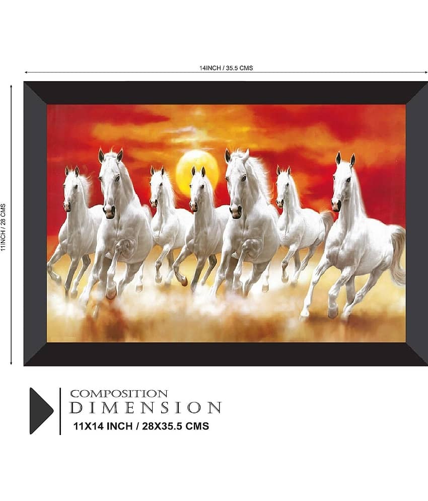 SNDArt Vastu 7 Lucky Running Horses Painting With Frame For Living Room Gift Items 11 x 14 inch view 2