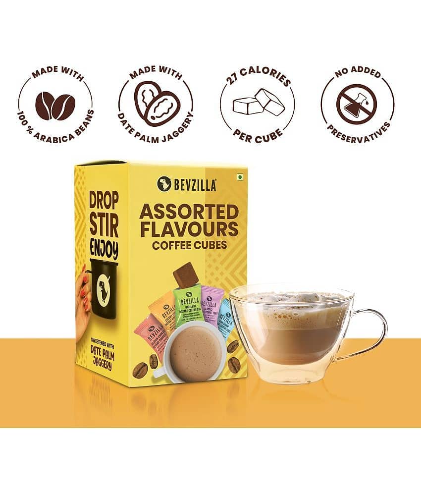Bevzilla 10 Instant Coffee Cubes Pack with Organic Date Palm Jaggery, 5 Flavours, 100% Arabica Coffee, Best Coffee (Assorted) view 2