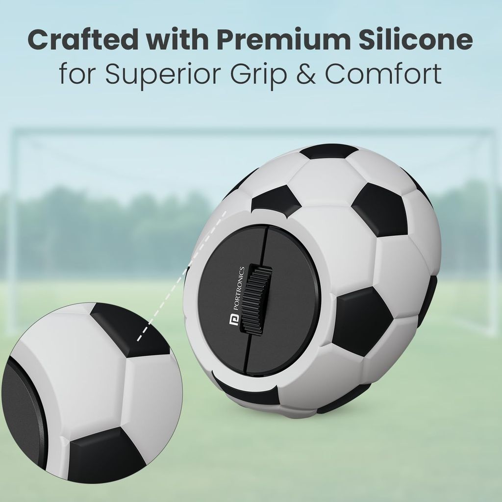 Portronics ToadPlay Football Mini Wireless Bluetooth Mouse with Dual Wireless Connectivity (BT + 2.4 GHz), Rechargeable Battery, Noise-Free Clicking, Multi-Device Pair, Adjust Sensitivity (White) view 2