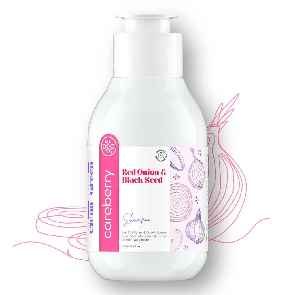 Careberry Red Onion & Black Seed Hair Growth Shampoo | Hair Fall Fighter & Growth Booster | Scalp Stimulator & Root Activator | Sulphate & Paraben Free | All Hair Types | Unisex | 100ML view 2