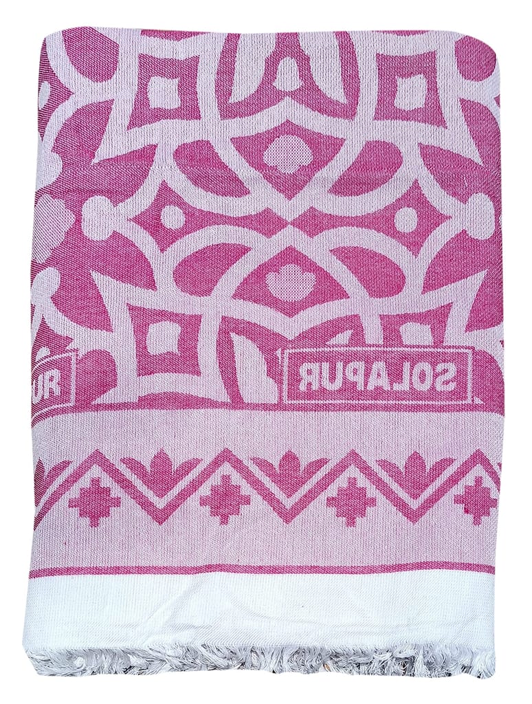 Mandhania Cotton Soft Light Weight Single Bed Solapur Chaddar , Light Pink view 2