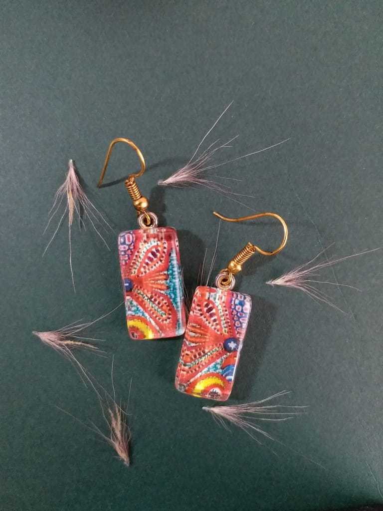 HALF BUTTERFLY GLASS EARRINGS view 2