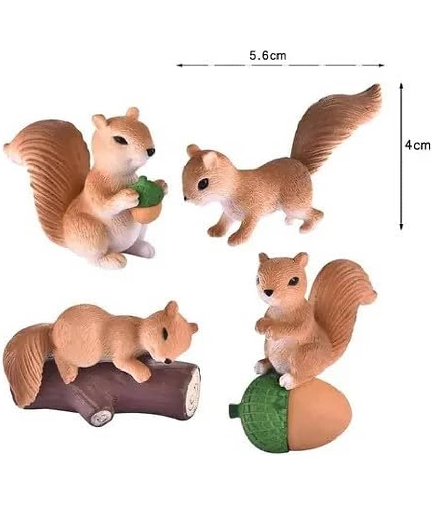 PICKARTME Cute Squirell Miniatures Set of 4 Garden Decoration Home Decor Landscape Miniature view 2