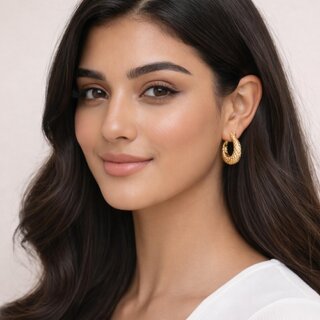 18k Gold Plated Hoop Earring (Organic Oval Hoop Earrings) view 2