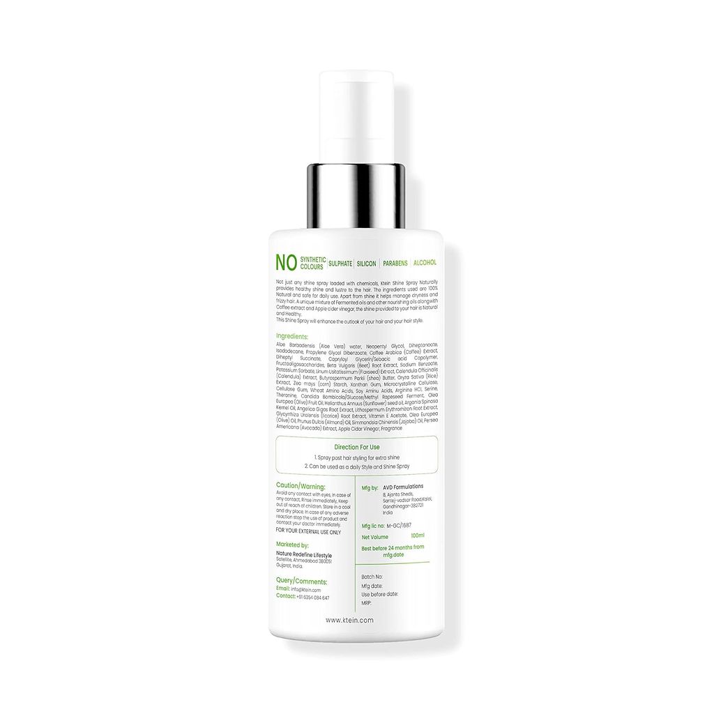 KTEIN 100% PLANTBASED NATURAL HAIR SHINE SPRAY| NO CHEMICALS NO ALCOHOL NO SILICONES view 2
