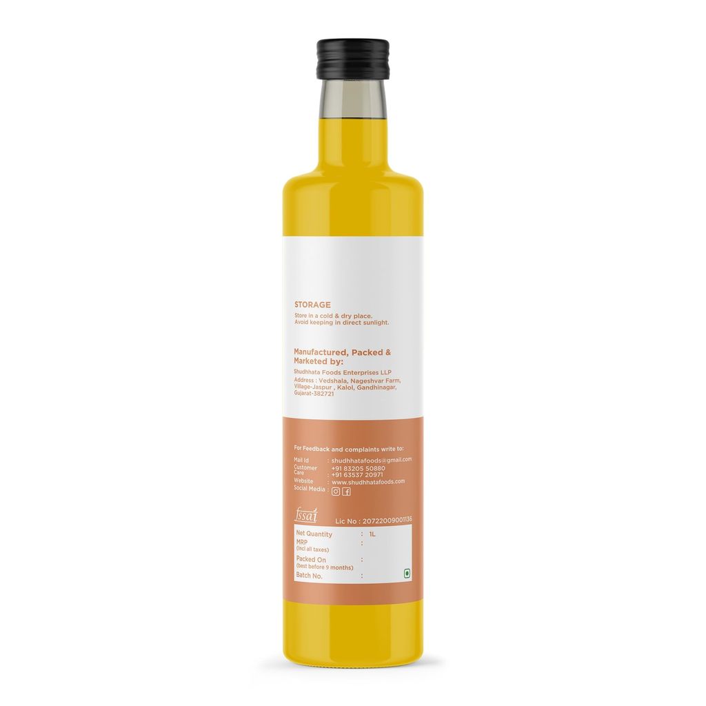 Shudhaata Groundnut Oil (1L) - Authentic Cold-Pressed Mungfali Ka Tel Rich in Essential Fatty Acids and Vitamins view 2