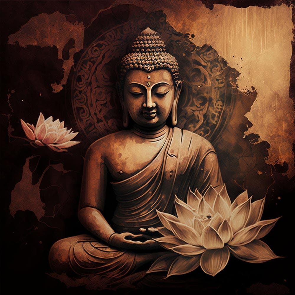 ELEGANT AND DETAILED BUDDHA PAINTING 24in X 24in WITH BLACK FRAME view 2