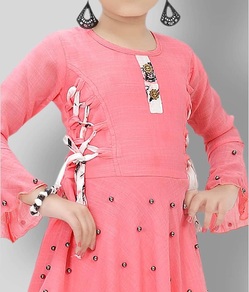 Cherry Tree Girls Cotton Blend Patiala Kurta Set ( Pack of 1 , Yellow ) view 2