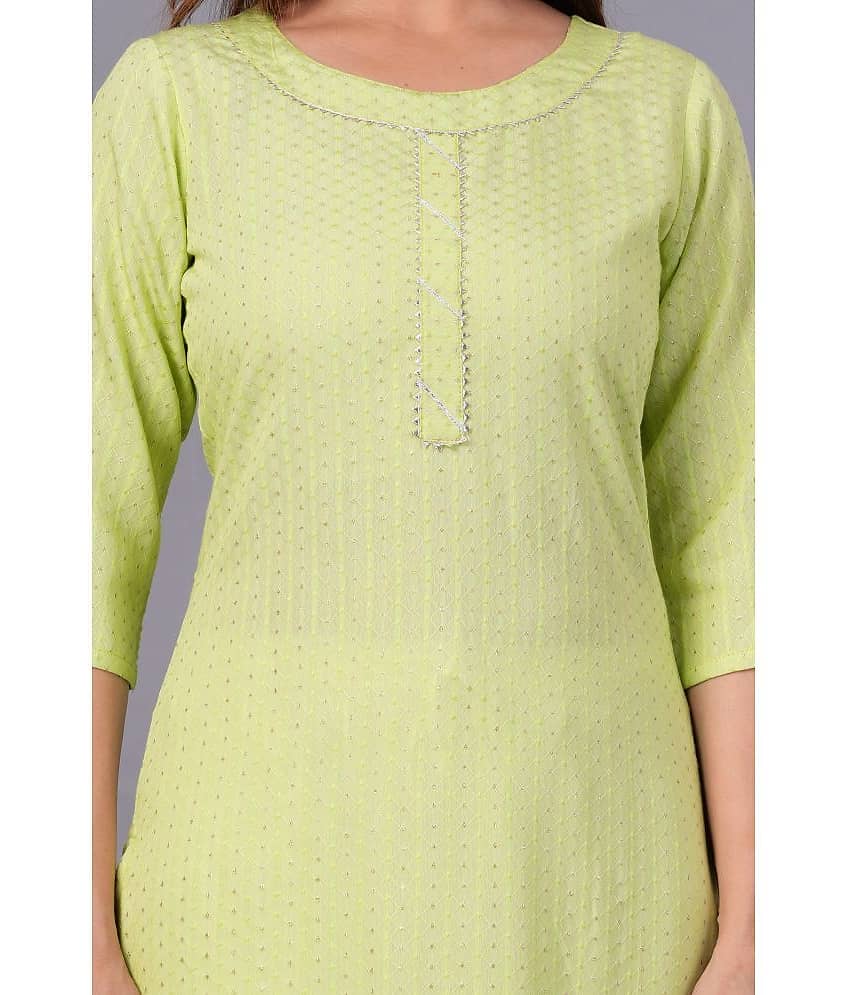 Doriya Cotton Blend Embroidered Kurti With Palazzo Women's Stitched Salwar Suit - Green ( Pack of 1 ) view 2