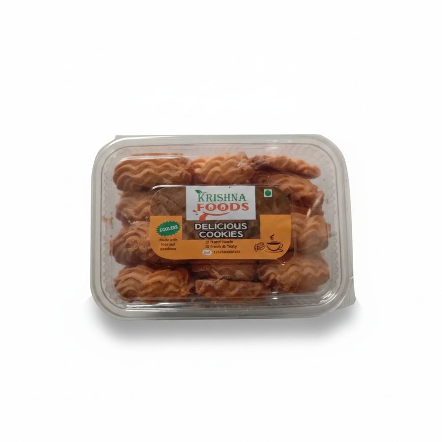 Krishna Foods Delicious Cookies - 100 gm - One plastic tray pack containing cookies view 2