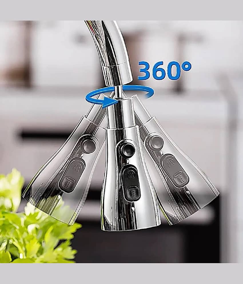 EIGHTEEN ENTERPRISE Universal Kitchen Faucet 3-Function Pull Down Sink Sprayer Attachment for Faucet Pull Out Spray Head Big Angle Rotatable Anti -Splash Faucet for Kitchen Rotating Sink Faucet Aerator (Silver). view 2