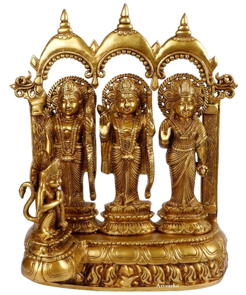 ARTVARKO Ram Darbar Statue Shree Ram Ji Sita Laxman Hanuman Home D�cor Brass Metal Bhagwan Idol Murti for Mandir Temple Gift Height 16 Inches view 2