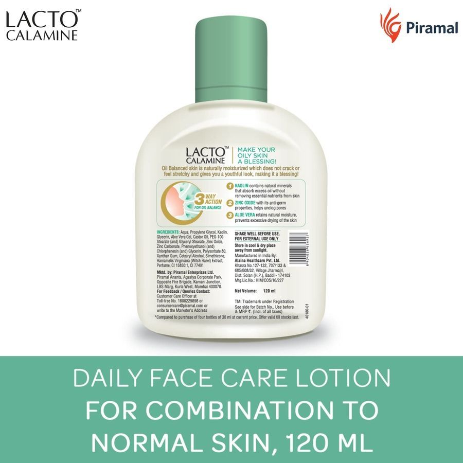 Lacto Calamine Face Lotion For Oil Balance - Combination To Normal Skin - 120 Ml view 2