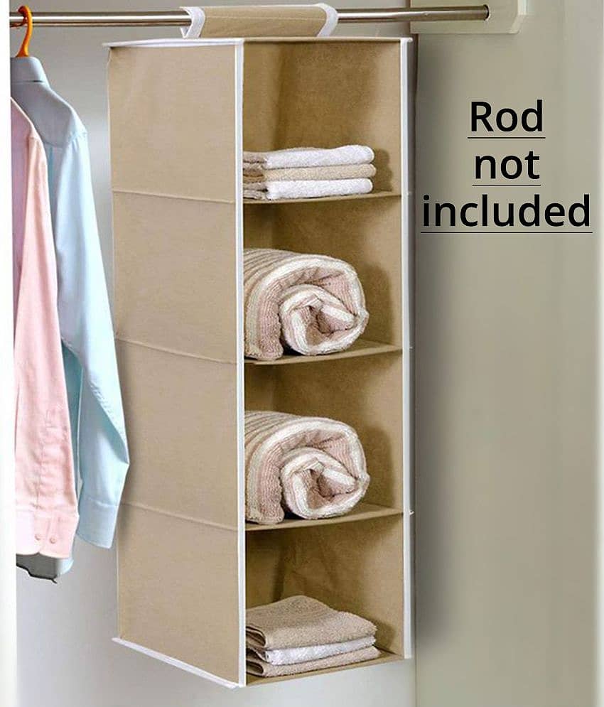Non-Woven 4 Shelf, Cloth Hanging Organizer,Beige (1U) view 2
