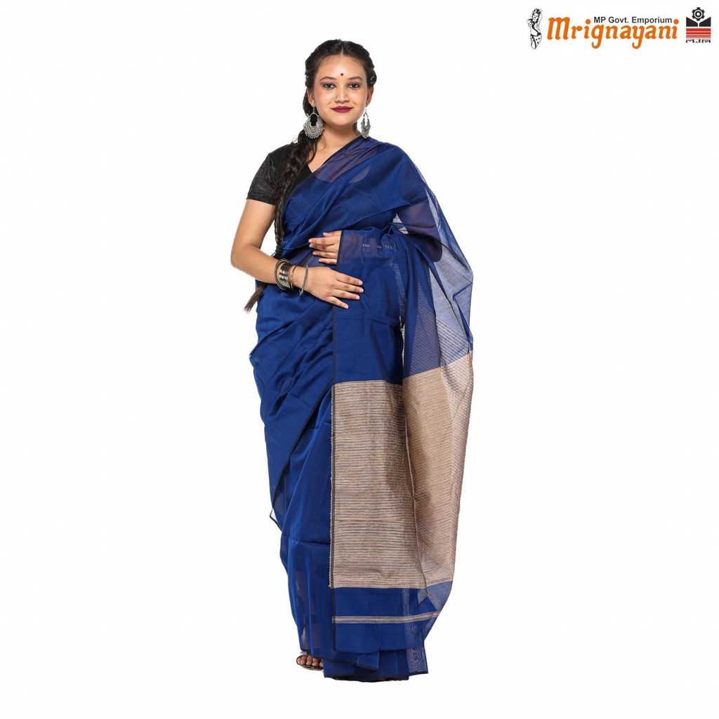 HANDLOOM MAHESHWARI SILK SAREE WITH BLOUSE (SKU - 3S0107020422, SAREE - 1211) view 2