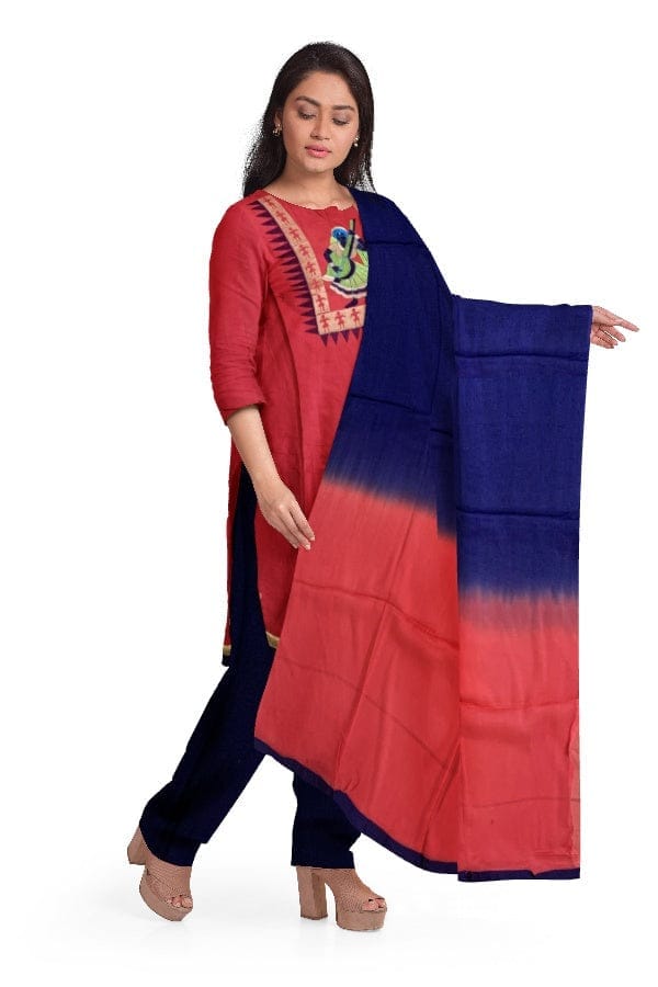 Red and Blue Salwar Suit Fabric view 2