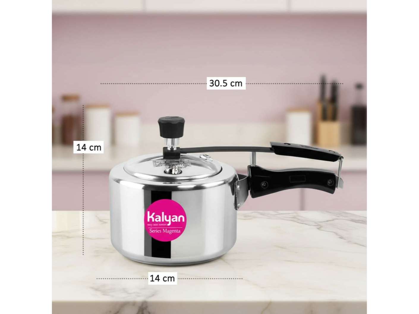 Kalyan Belly Induction Base, Triply Stainless Steel Pressure cooker (Innerlid, Magenta) - 2 Litre view 2
