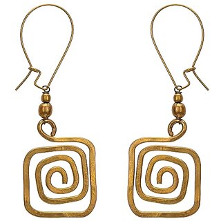 Look and Adorn Handmade Dokra Brass Long Square Spiral Earring
