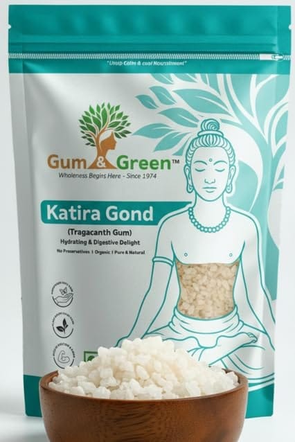 Gum & Green Gond Katira (Tragacanth Gum) | 100% Natural & Edible | Cooling & Digestive Ayurvedic Superfood | Pure Summer Coolant for Sharbat & Falooda | Skin Glow & Digestion | FSSAI Certified | 250g