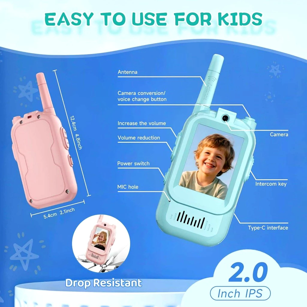 Kids Video Walkie Talkie Set - HD Camera, Voice Changer & Long-Range Talk by Ruhi Import Store view 2