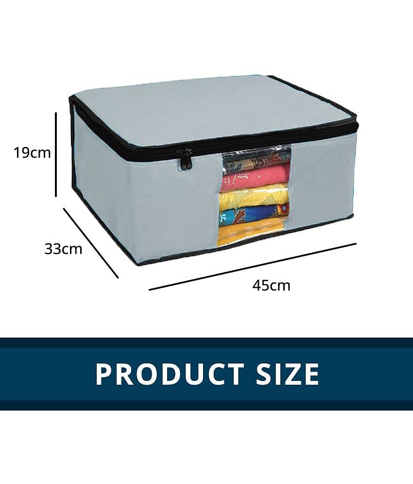 Saree Cover / Cloth Storage & Organizer with Transparent Window,Black (9U) view 2