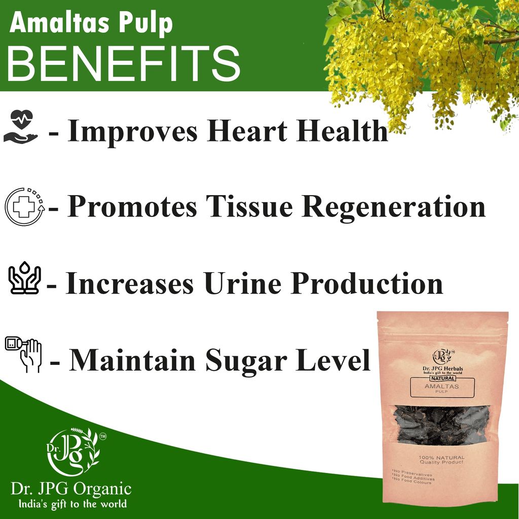 Dr. JPG Organic Herbals Amaltas Pulp Dry 200g / Cassia Fistula/Amaltash Gudda | Aragvadha | ISO & GMP certified. view 2