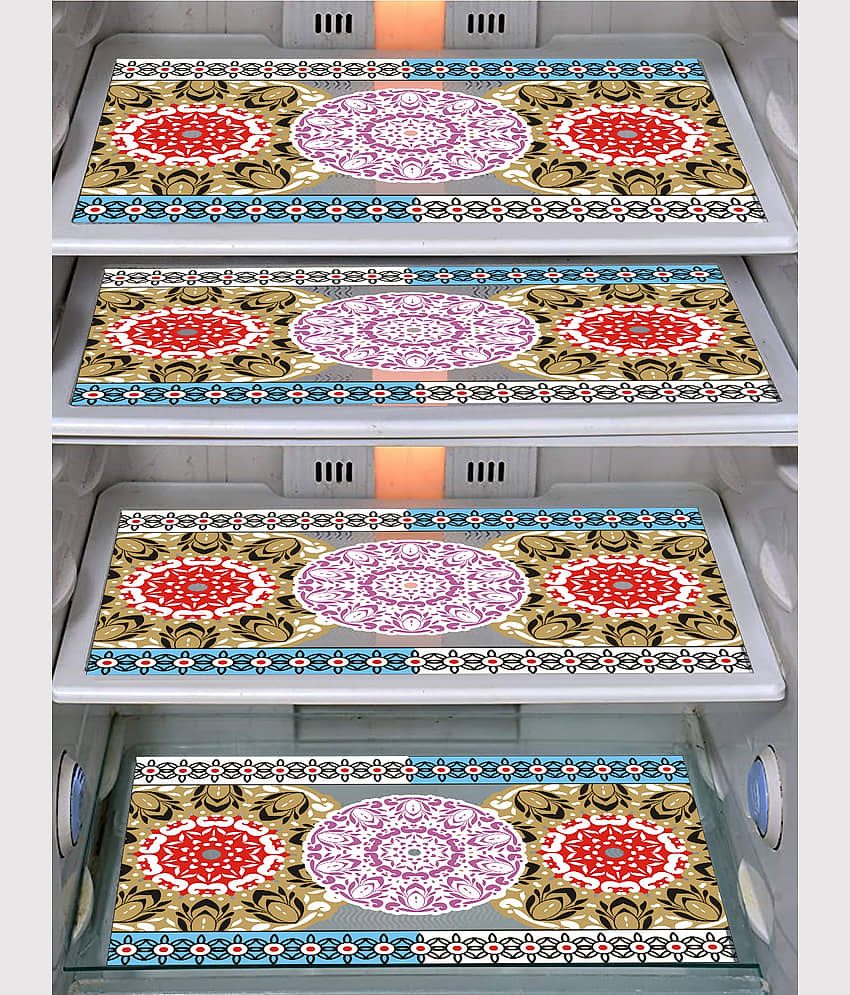 PVC Floral Fridge Mats ( 43 x 29 ) Pack of 4 - Multicolor