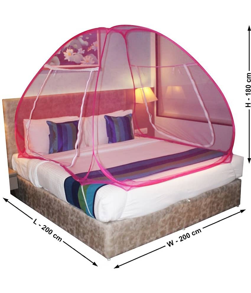 Silver Shine - Pink Cotton Foldable Mosquito Net, Machardani ( Pack of 1 ) view 2