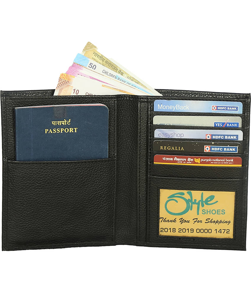 STYLE SHOES Leather Black Passport Holder view 2
