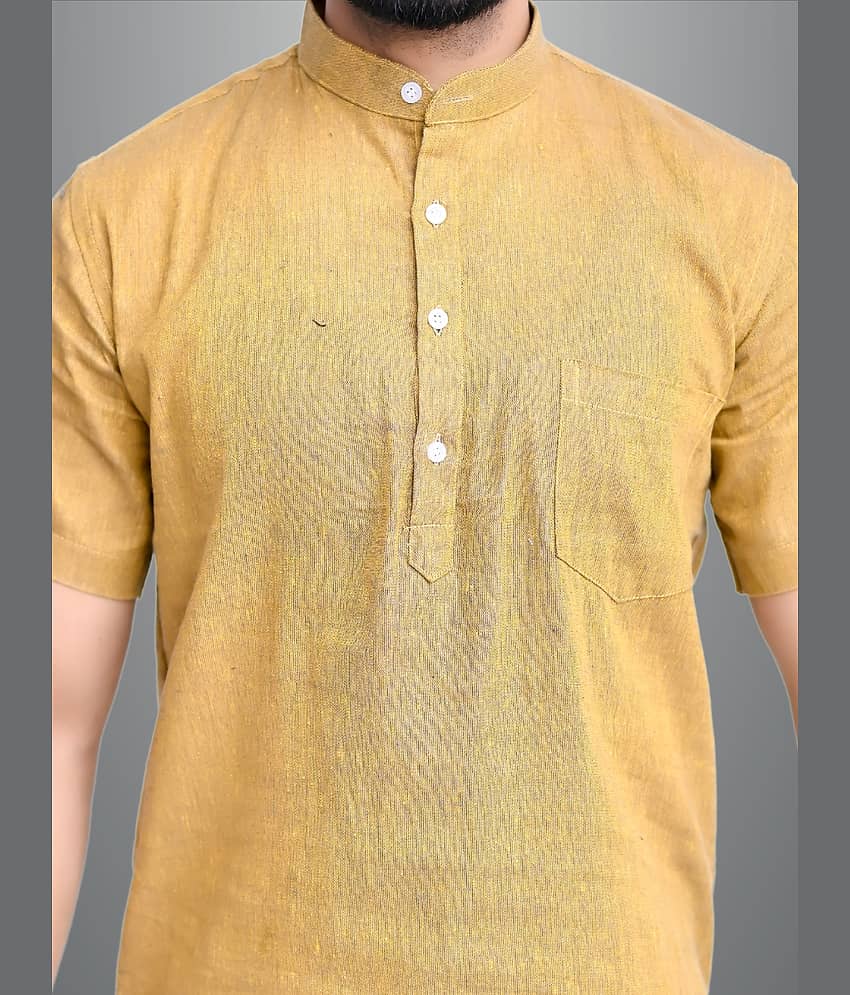 QuaClo - Mustard Cotton Men's Regular Kurta ( Pack of 1 ) view 2