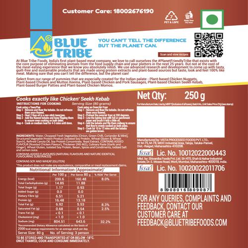 Blue Tribe Plant-Based Chicken Seekh Kebab, 250 Gm view 2