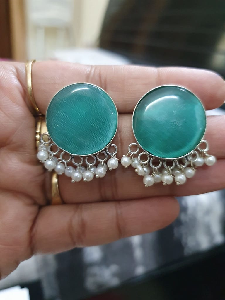 German Silver Oxidized Studs Earrings view 2