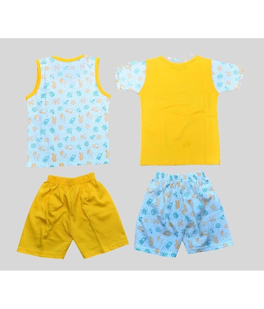 TRITI Pack of 2 Unisex for Baby Cotton Top & Shorts ( Yellow ) view 2
