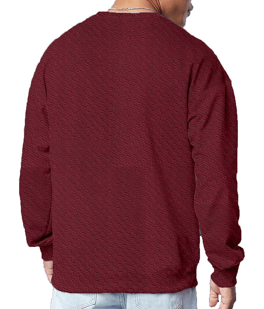 Reya Polyester Regular Fit Self Design Full Sleeves Men's Round T-Shirt - Pink ( Pack of 1 ) view 2