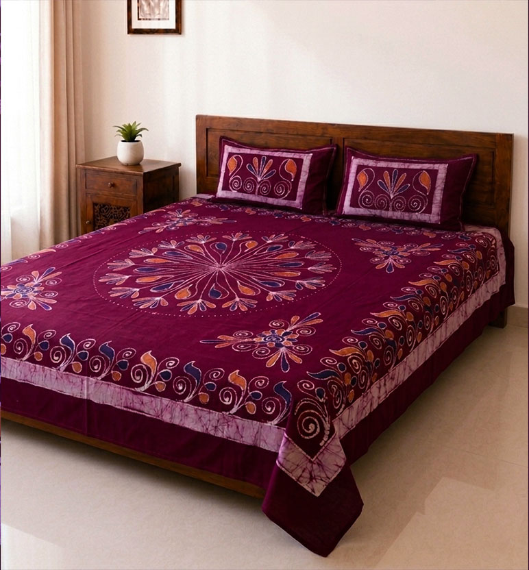Handcrafted Batik Cotton Double Bed Bedsheet view 2
