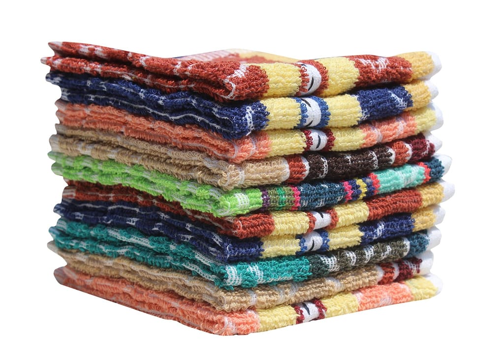 Mandhania Cotton Face Towel (Set of 10, Multicolour) view 2