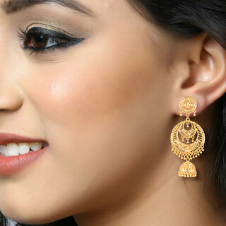 Vivastri Top Trending Alloy Gold Plated Jhumki Earrings for Women & Girls [VIVA2248ERG] view 2