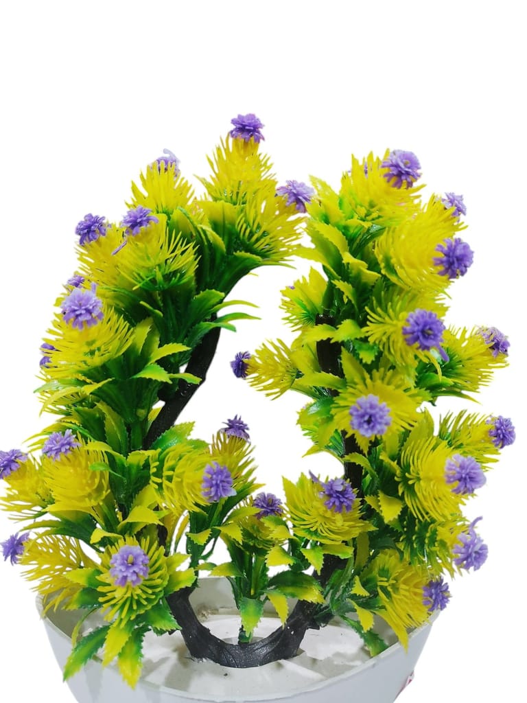 Artificial Flower Plant with Yellow Flowers in White Pot for Home Decor view 2
