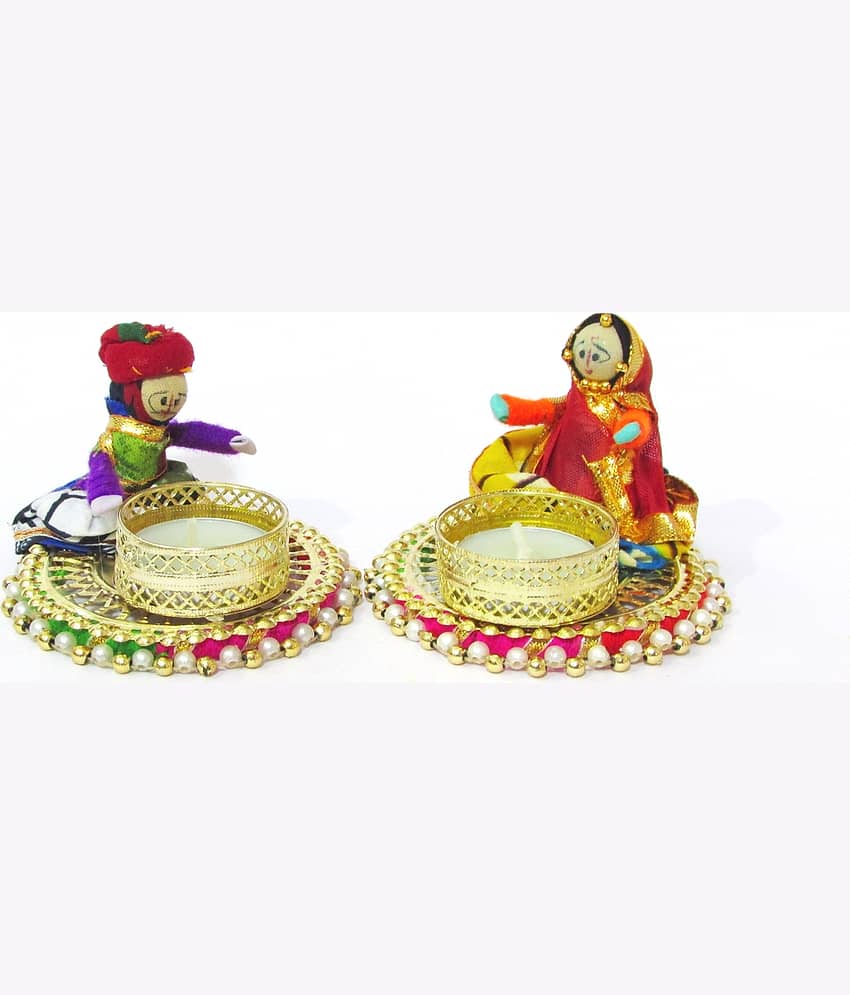 THRIFTKART Multicolour Table Top Metal Tea Light Holder - Pack of 4 view 2