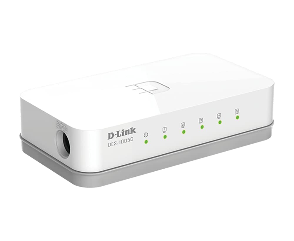 D-Link 5 Port 10/100Mbps Fast Ethernet Switch | Desktop Ethernet Splitter | Ethernet Network Hub | Plug and Play | Fanless Quiet | Desktop Design | Green Technology | Unmanaged view 2