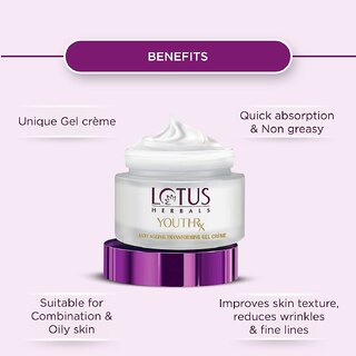 Lotus Herbals Youthrx Anti-Ageing Transforming Gel Cream Spf 20 Pa+++ Preservative Free50G ( Pack Of 2 ) view 2