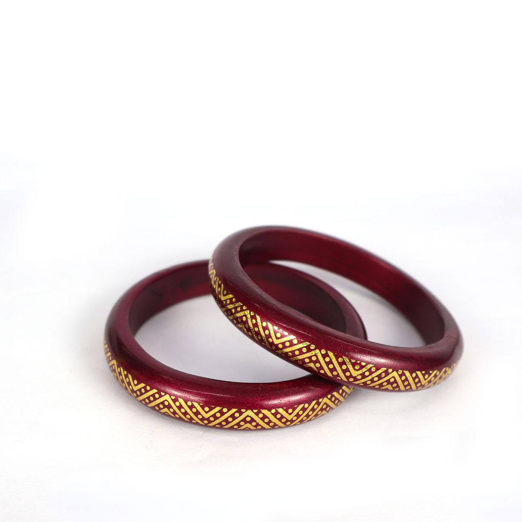FHS Royal Style Rajasthani Lac Bangles- Maroon Colour for Girls & Women - Maroon view 2