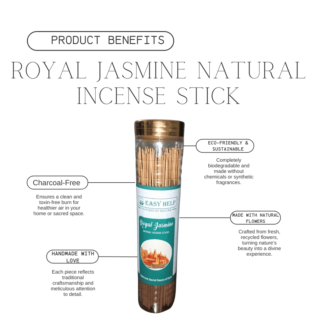 Royal Jasmine Incense Sticks – Handcrafted, Charcoal-Free, Made with Real Flowers view 2