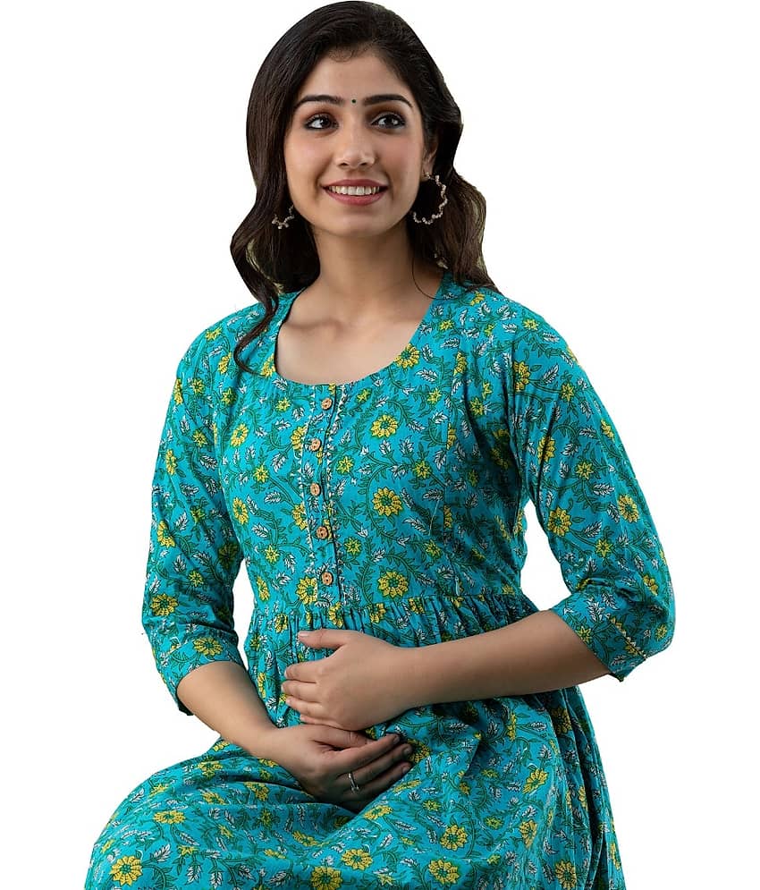Nevisha Style Green Cotton Maternity Kurta view 2