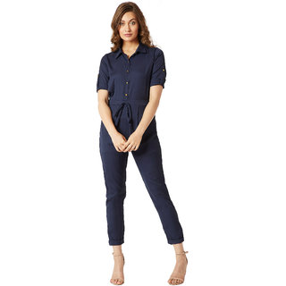 Miss Chase Women's Navy Cherish Your Love Tie-Up Jumpsuit view 2