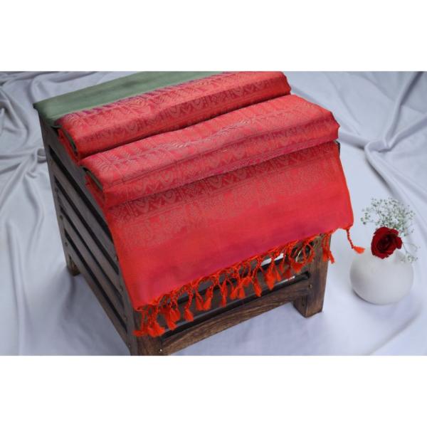 Orange Green Soft Silk Saree