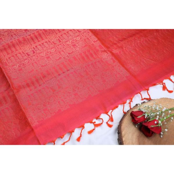 Orange Green Soft Silk Saree view 2