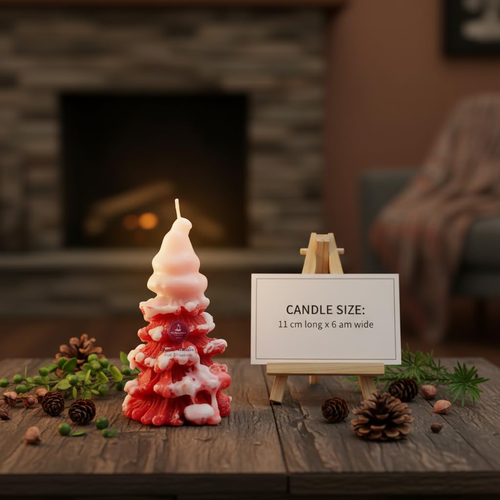Organic Soy Wax Christmas Tree Piller Candle for Decor | Tree Shaped Scented Aromatic Fragrance Candles | Smoke-Free Candle | New Year view 2