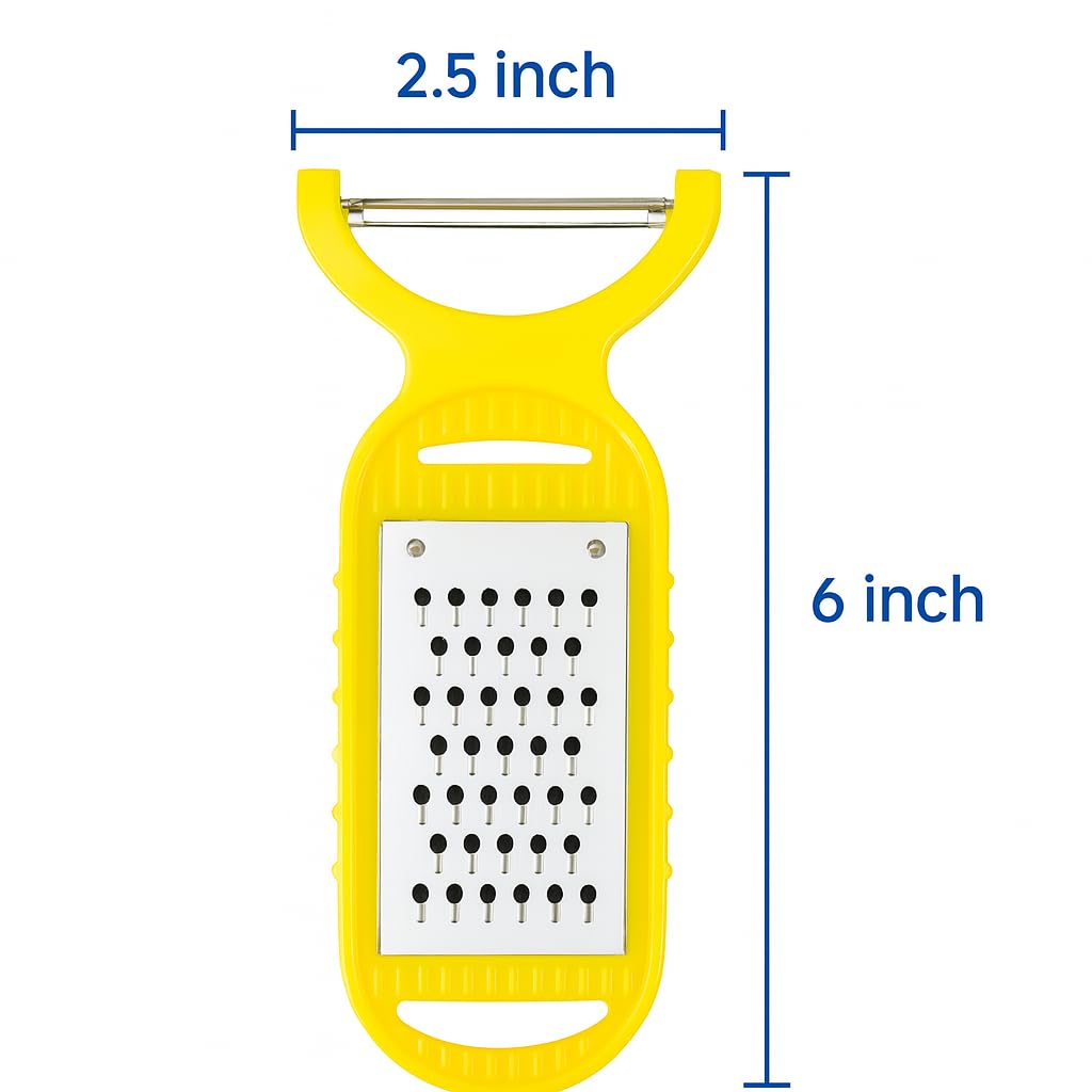 2-in-1 Grater and Peeler � Multicolor (Pack of 4) � Small Size, Stainless Steel Blade � Compact Vegetable Peeler & Cheese Grater � Travel-Friendly and Easy to Carry � Ginger, Garlic, Turmeric, Etc. view 2